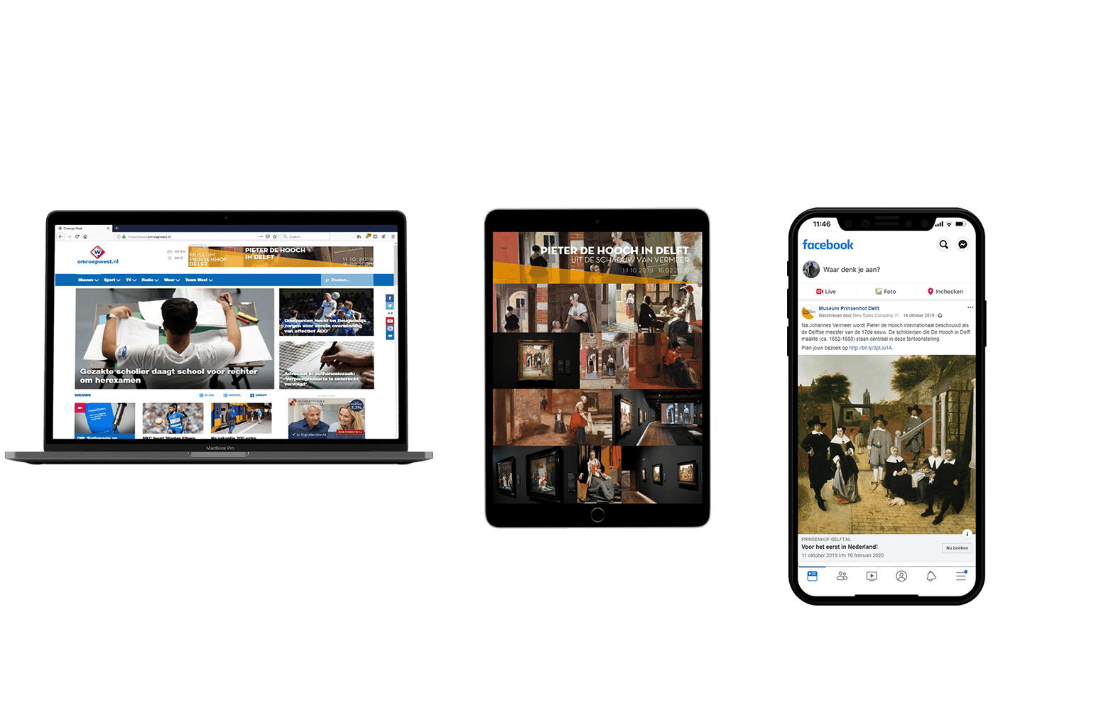 Prinsenhof Delft mockups laptop ipad iphone